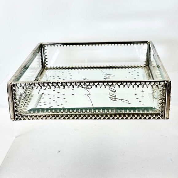Kensie Home "hello gorgeous" Square Beveled Glass Mirrored Jewelry Vanity Box - Picture 6 of 8